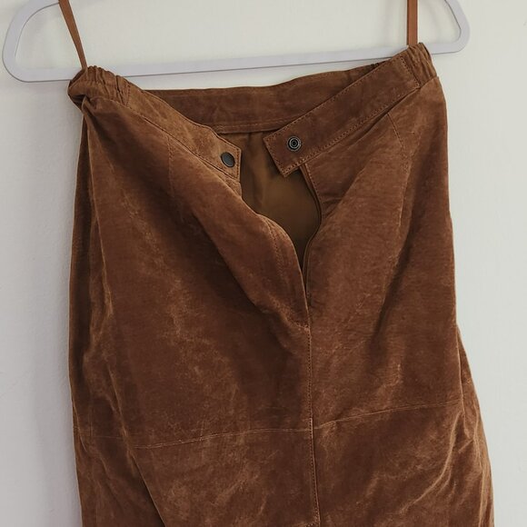 Pelle cognac genuine suede pencil skirt (broken zipper) size 10 - Picture 3 of 7